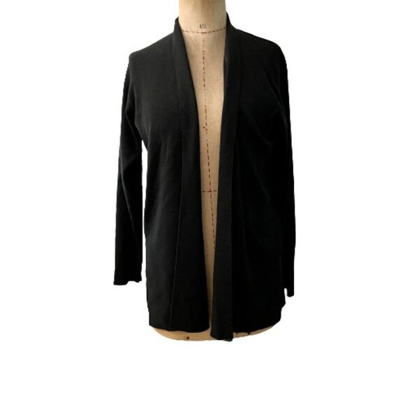 Eileen Fisher Sweaters - Eileen Fisher Women Wool Knit Cardigan Sweater Open Front Side Slit GREEN Medium